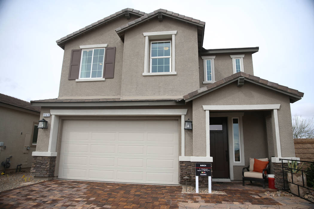 A model home in the Richmond American Chelsea Creek residential community in Las Vegas, Friday, ...