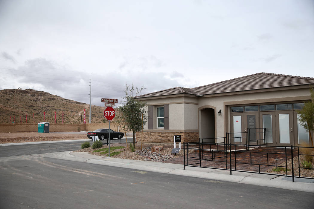 A model home in the Richmond American Chelsea Creek residential community in Las Vegas, Friday, ...