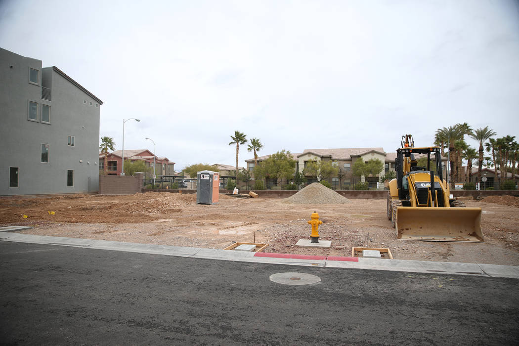 Empty lot spaces in the American West Skyview Mesa residential community in Las Vegas, Friday, ...