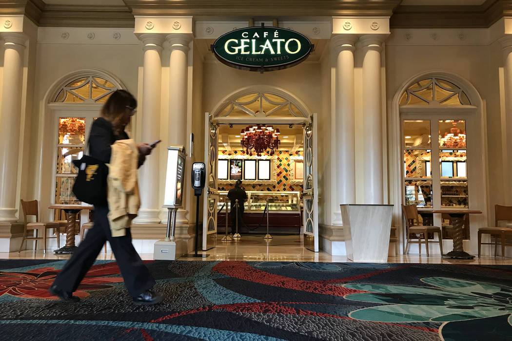 Cafe Gelato at Bellagio, which will remain open the week of March 16 through March 22, on Satur ...