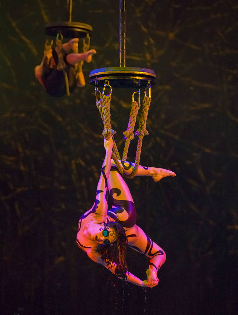 Performers with Cirque du Soleil rehearse the scene “Fishermen” during a sneak pr ...