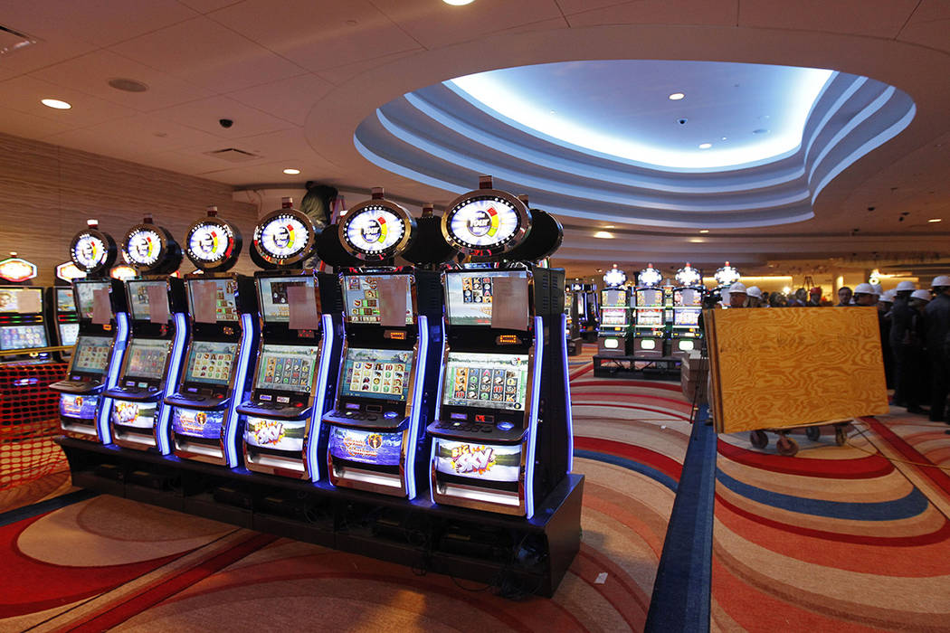 Gaming machines are seen during construction at the Valley Forge Casino Resort on Tuesday, Feb. ...