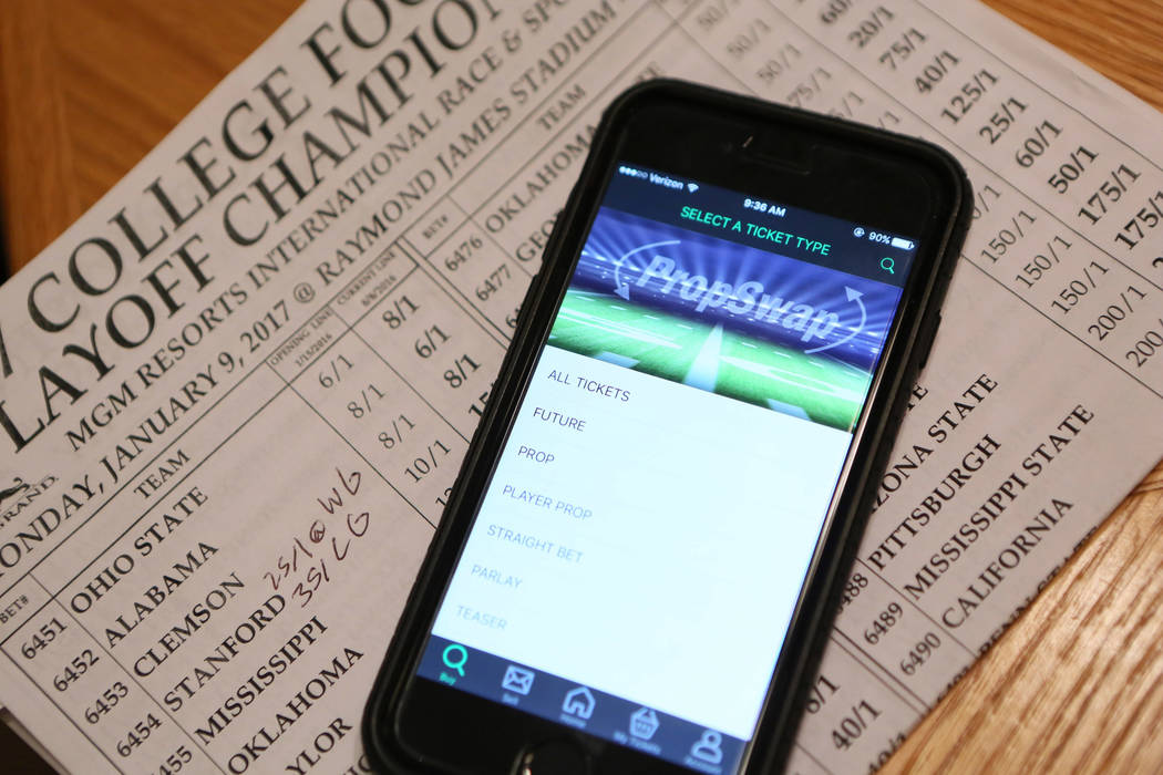 The PropSwap app is shown on a smartphone Friday, Sept. 9, 2016, in Las Vegas. PropSwap will co ...