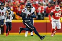 FILE - In this Jan. 12, 2020, file photo, Houston Texans wide receiver DeAndre Hopkins (10) run ...