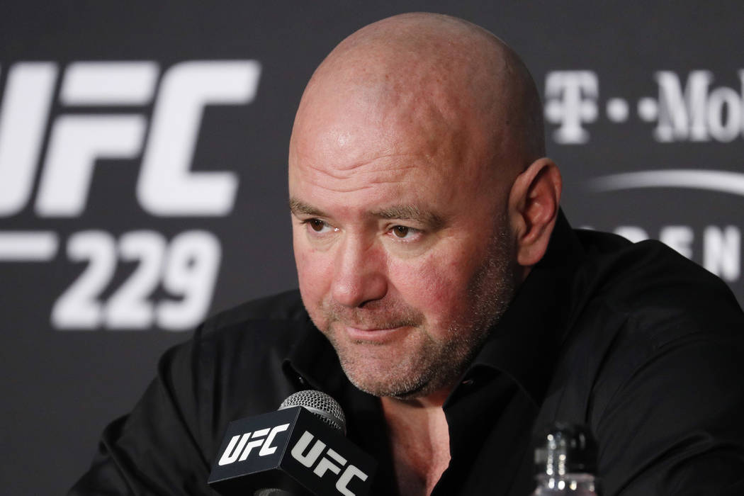 In this Oct. 6, 2018, file photo, Dana White, president of the UFC, speaks at a news conference ...