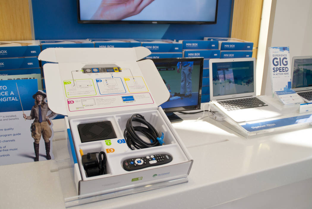 One of the mini-boxes required by Cox sits on display at the Cox Solutions Store near Centennia ...