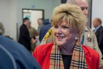 Las Vegas Mayor Carolyn Goodman greets members of the community during the official opening cer ...