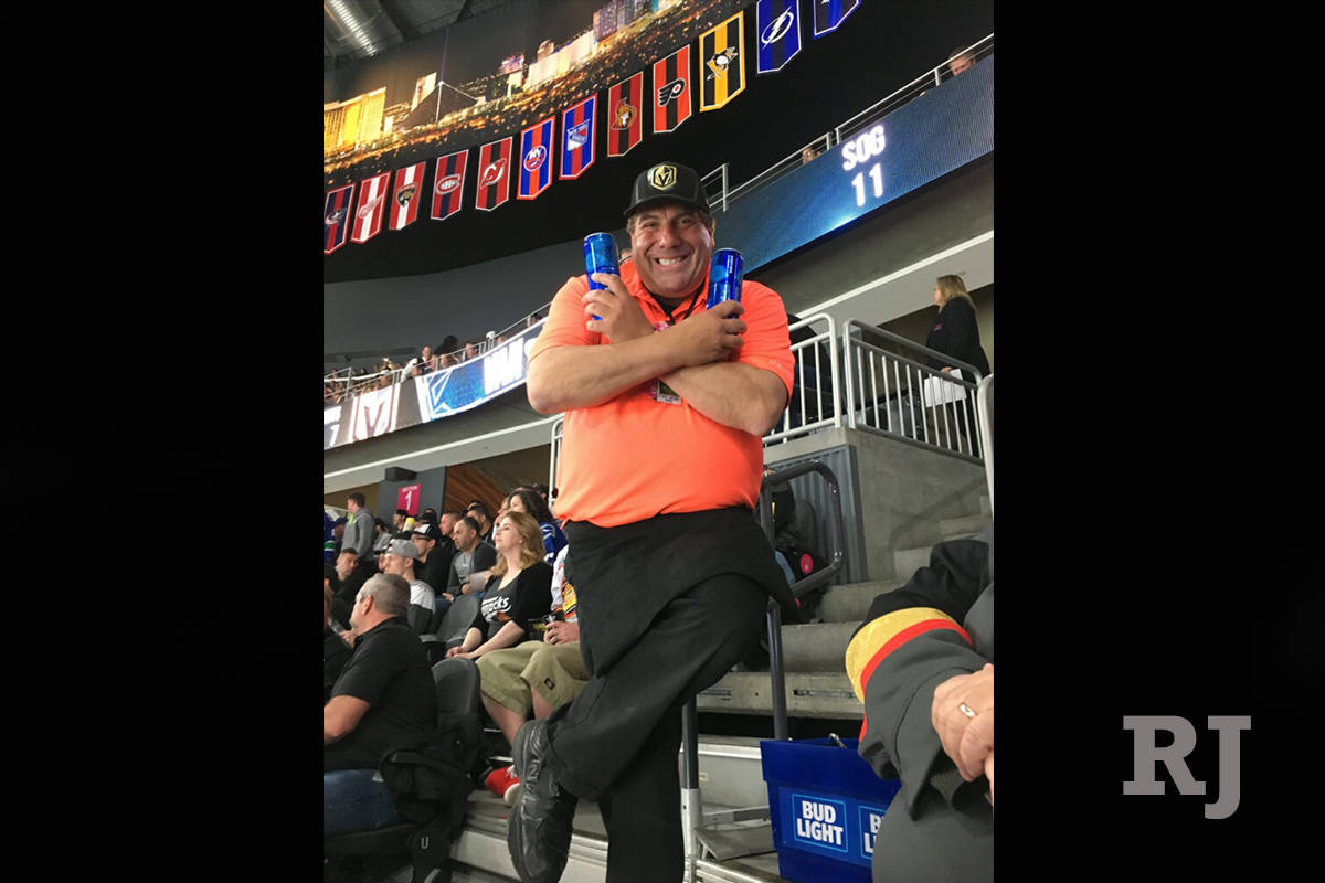 Beer Man Bruce Reiner at Golden Knights game at T-Mobile Arena. (Bruce Reiner)