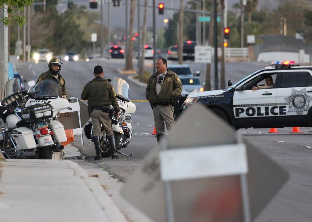 Las Vegas police is investigating after a body was at the intersection of Tenaya Way and Azure ...