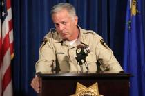 Clark County Sheriff Joe Lombardo takes questions during a news conference on Aug. 3, 2018. (Mi ...
