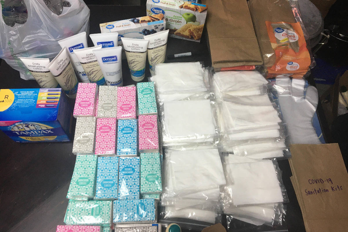 Items included in sanitation kits created by two students for the local homeless community. (Go ...