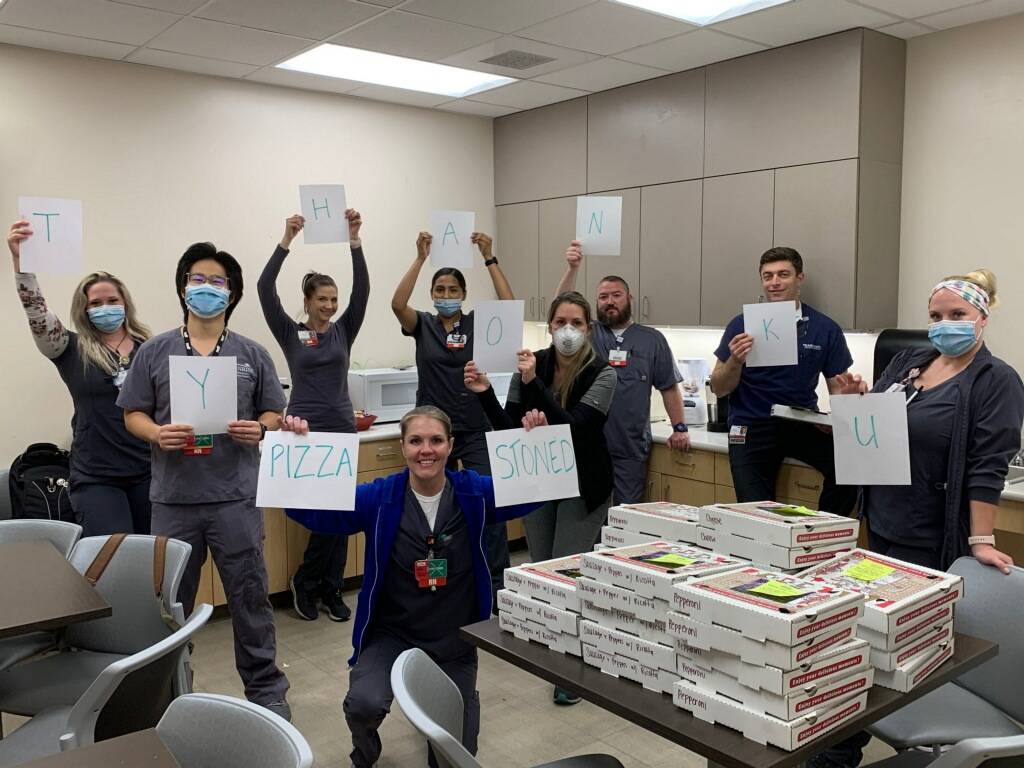 Madisen Saglibene is catering free personal pizzas to staff at Las Vegas Valley hospitals and g ...