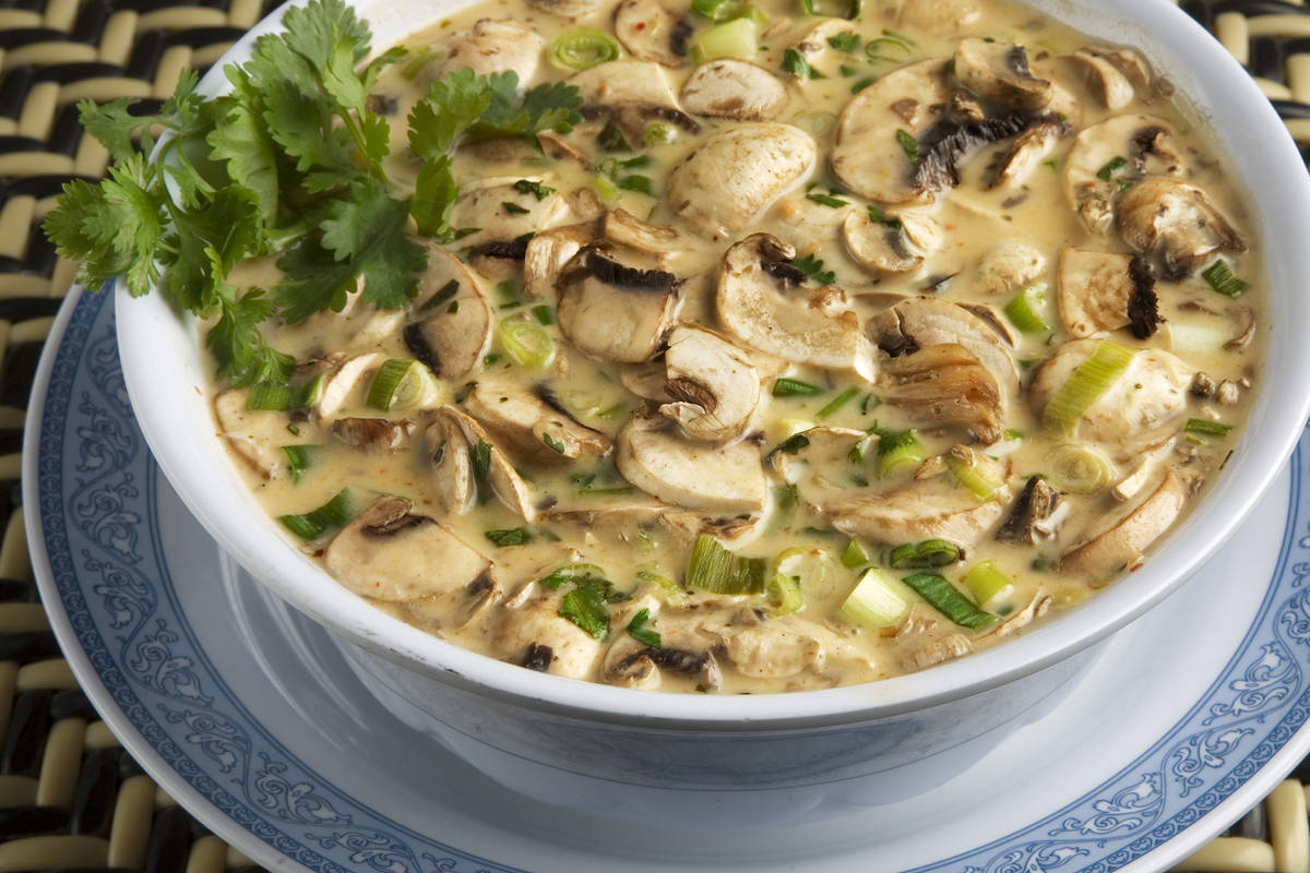 A bowl of Coconut Soup is displayed at the Le Thai restaurant, 523 Fremont St., just south of t ...