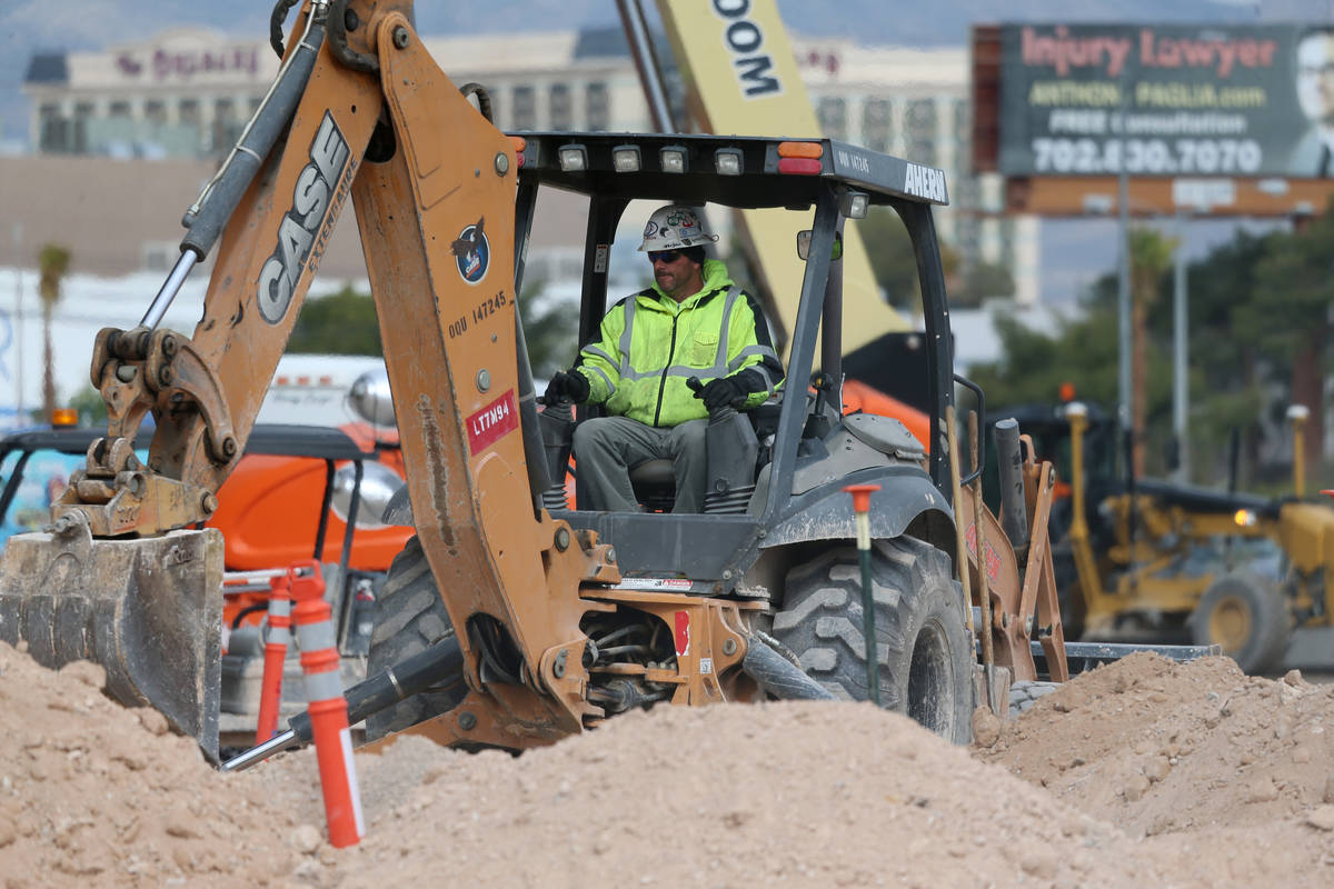 The Raiders Allegiant Stadium construction site in Las Vegas, Wednesday, March 18, 2020. (Erik ...