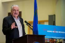 Gov. Steve Sisolak speaks during a press conference to announce the closure of all non-essentia ...