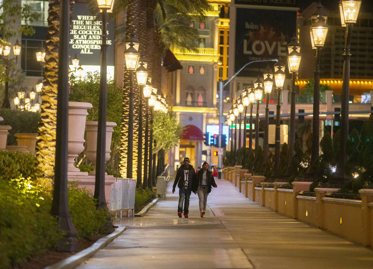 The Las Vegas Strip is largely empty after Gov. Steve Sisolak ordered a mandatory shutdown of m ...