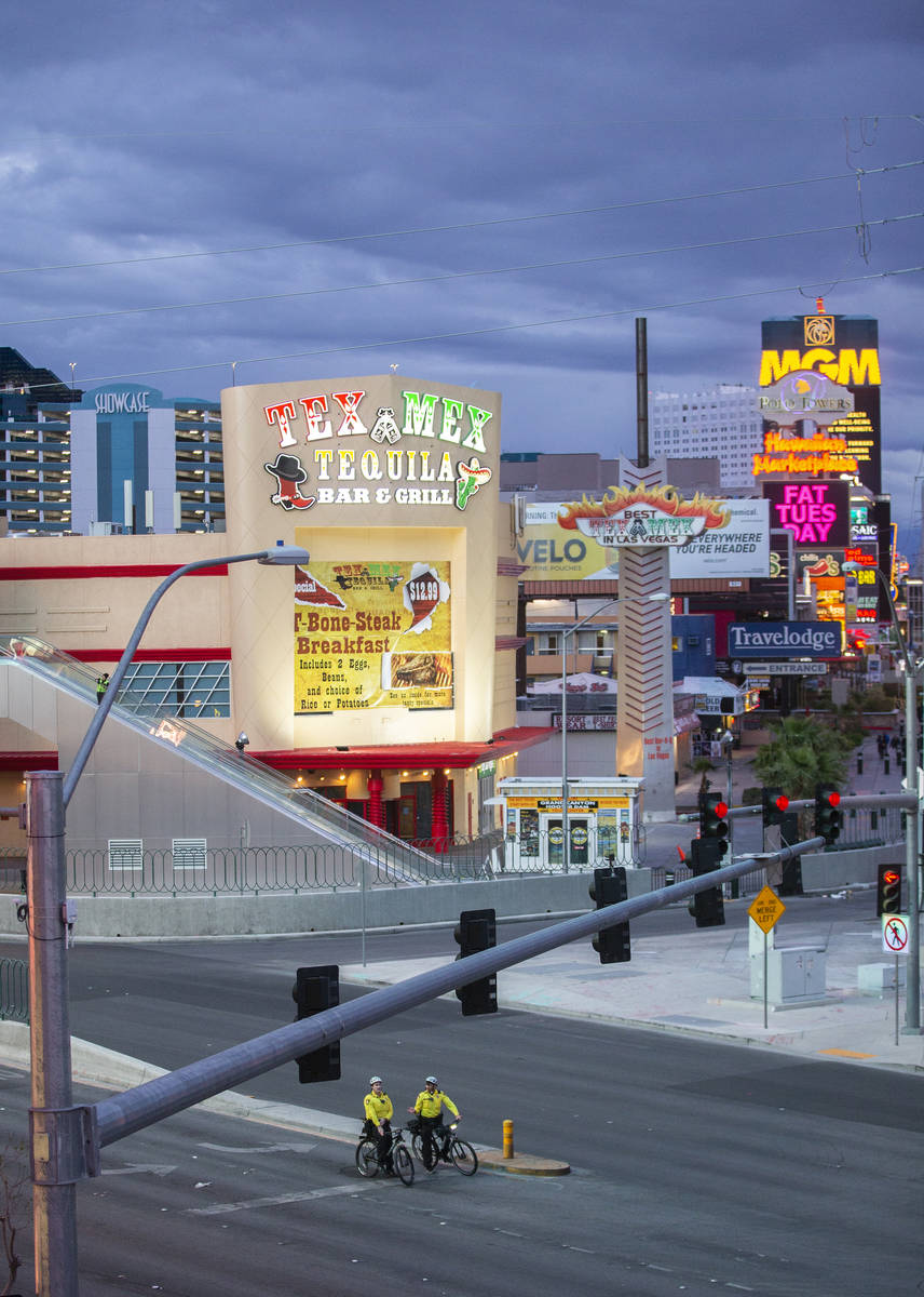 The Las Vegas Strip is largely empty after Gov. Steve Sisolak ordered a mandatory shutdown of m ...