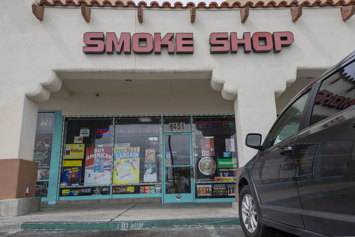 Jit 4 Cigarettes Cheap, a smoke shop, at 1451 North Jones Boulevard in Las Vegas remains open d ...