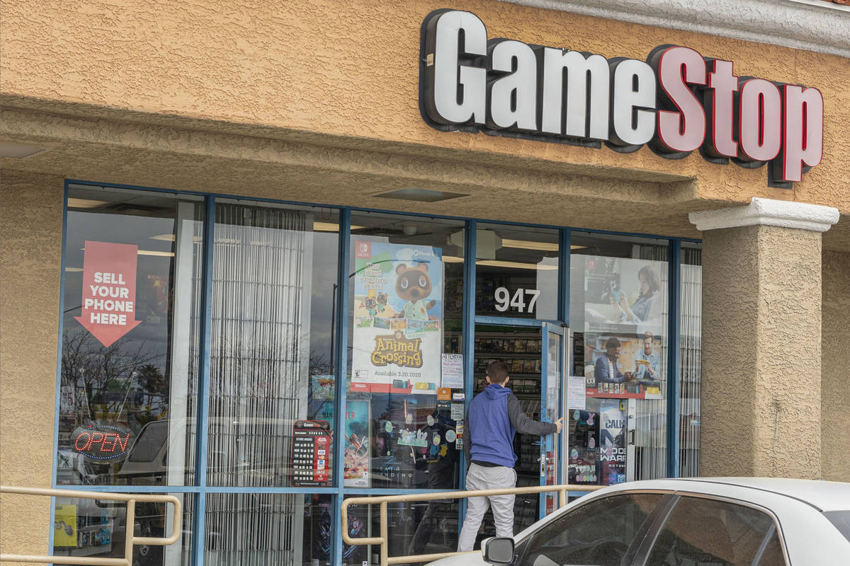 The GameStop store at 947 South Rainbow Boulevard in Las Vegas remains open despite a call for ...