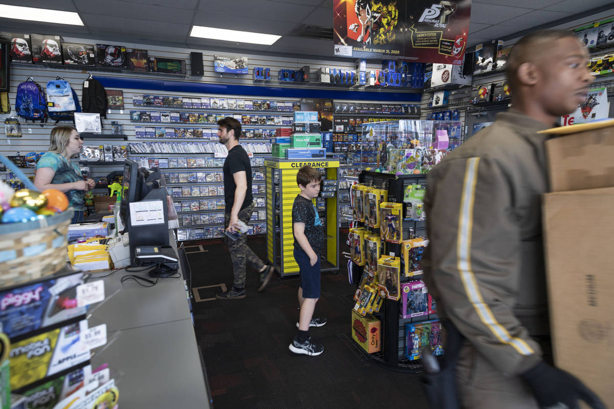 The GameStop store at 947 South Rainbow Boulevard in Las Vegas remains open despite a call for ...
