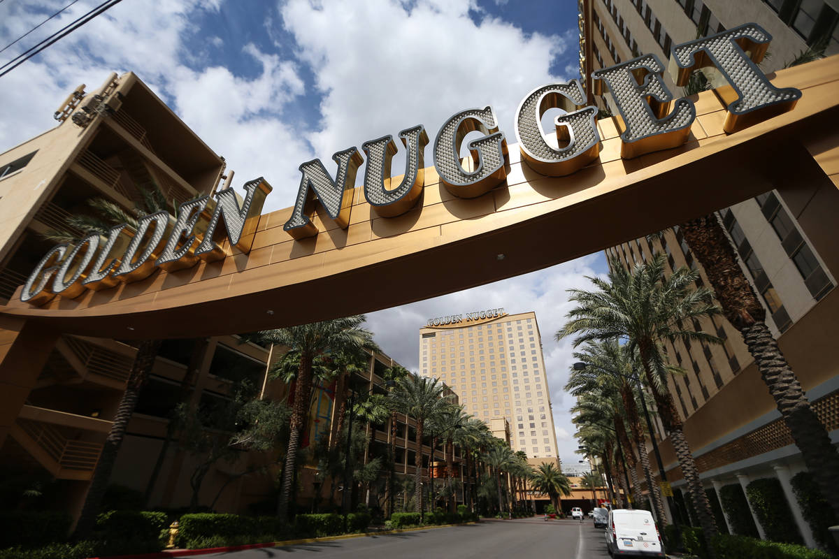 The Golden Nugget casino-hotel in Las Vegas, Thursday, March 19, 2020. (Erik Verduzco / Las Veg ...