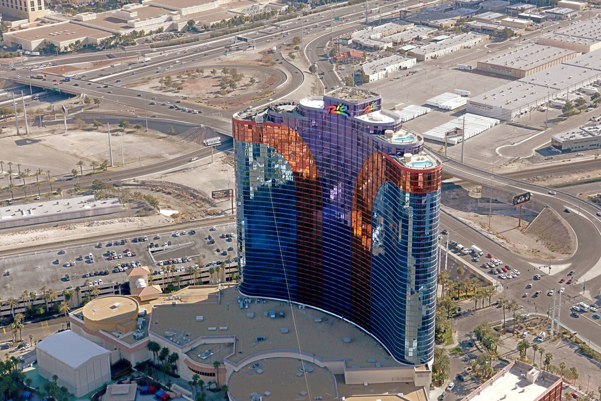 An aerial view of the Rio All-Suite Hotel and Casino from the Goodyear blimp on Tuesday, Januar ...