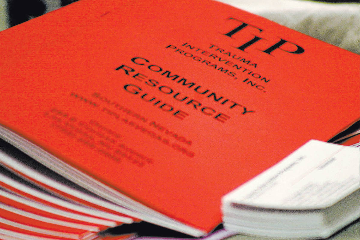 Copies of the Trauma Intervention Program of Southern Nevada’s Community Resource Guide. (Ron ...