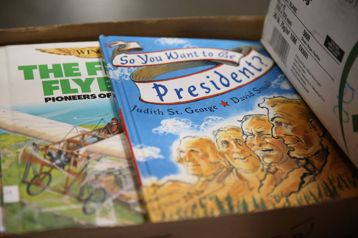 Books at Spread the Word Nevada offices in Henderson, Thursday, Jan. 17, 2019. Santana's Milagr ...