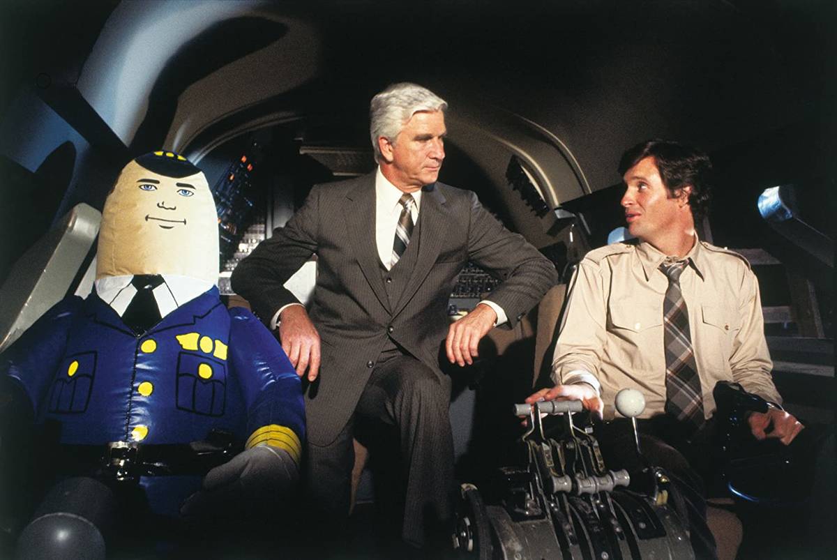 Leslie Nielsen and Robert Hays in "Airplane!" (Paramount Pictures)