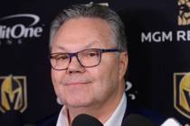 Vegas Golden Knights NHL hockey team general manager Kelly McCrimmon holds a news conference in ...