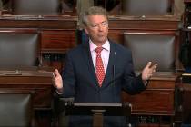 In this image from video, Sen. Rand Paul, R-Ky., speaks on the Senate floor at the U.S. Capitol ...