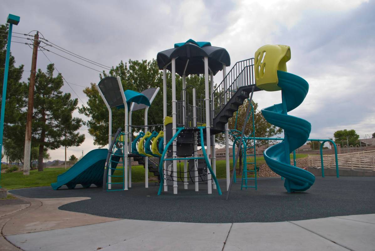 A Biba smart playground, that incorporates a Pokemon Go type app, is seen at Burkholder Park in ...