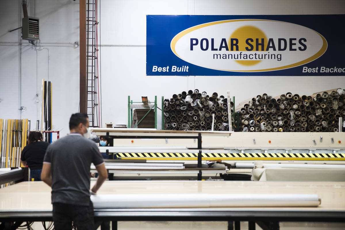 The Polar Shades factory in Las Vegas, Monday, March 23, 2020. The company is willing to conver ...