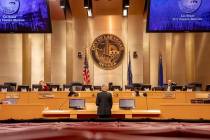 Las Vegas Mayor Carolyn Goodman delivers a statement during a public meeting at the Las Vegas C ...