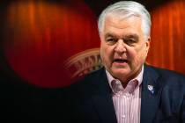 Gov. Steve Sisolak announces a state of emergency at the Sawyer Building in Las Vegas on Thursd ...