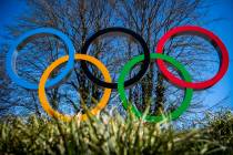The Olympic rings are pictured at the entrance of the IOC, International Olympic Committee head ...