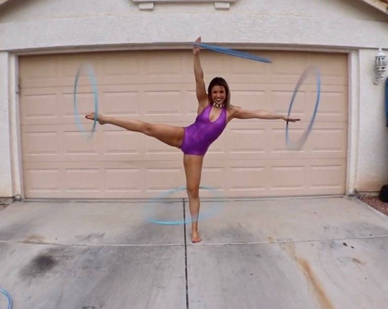 Jen Ranalli of “X Rocks” performs a hoop act in an episode of "The Socially Distant Show," ...
