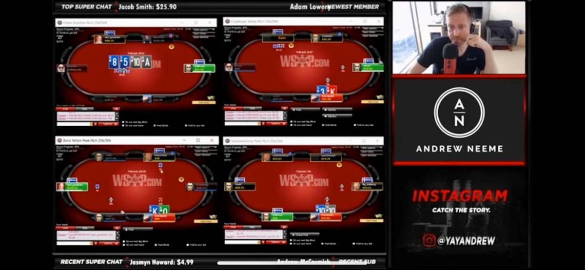 Professional poker player Andrew Neeme live-streams a recent online poker session. (YouTube)
