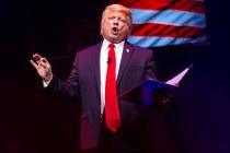 John Di Domenico performs as President Donald Trump during a dress rehearsal of "Ester Gol ...