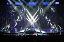 Cirque du Soleil performers debut part of the Michael Jackson One show at Mandalay Bay Resort a ...