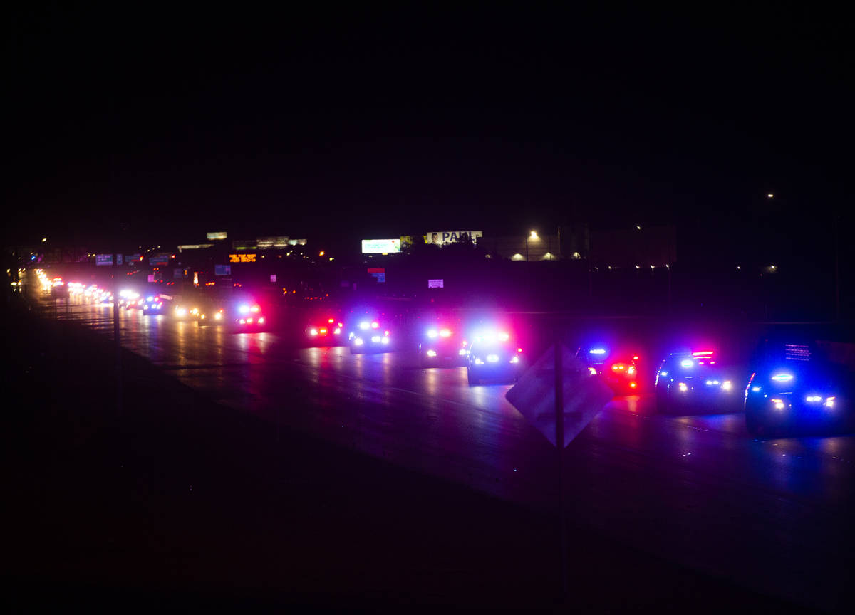 The procession for Nevada Highway Patrol Sgt. Benjamin Jenkins, 47, who was shot and killed whi ...