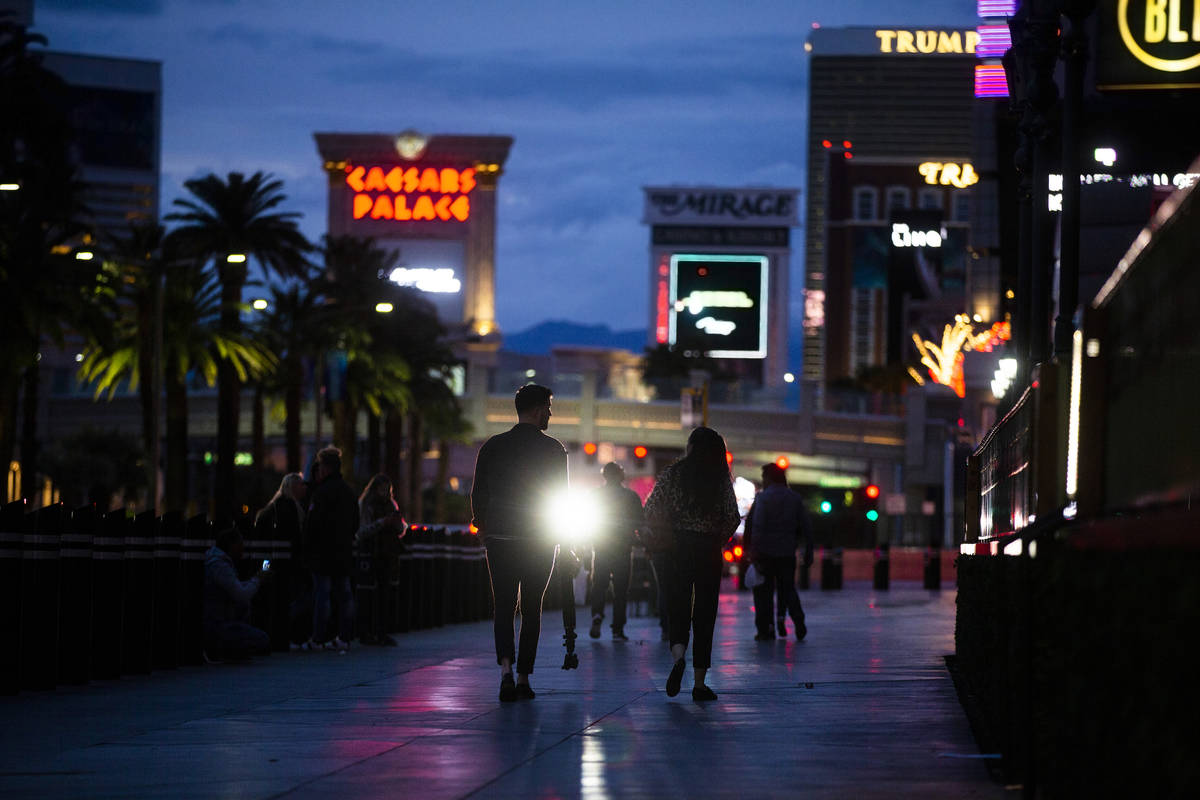 The Las Vegas Strip is largely empty after Gov. Steve Sisolak ordered a mandatory shutdown of m ...