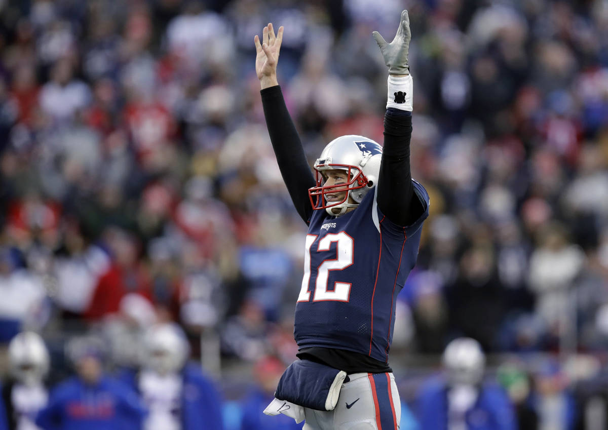 FILE - In this Dec. 24, 2017, file photo, New England Patriots quarterback Tom Brady celebrates ...