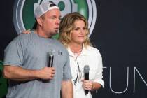 FILE - In a Friday, July 8, 2016 file photo, Garth Brooks and Trisha Yearwood attend a news con ...