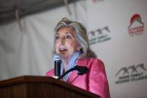 Congresswoman Dina Titus speaks at the grand opening of Veterans Village #4 in Las Vegas on Sep ...