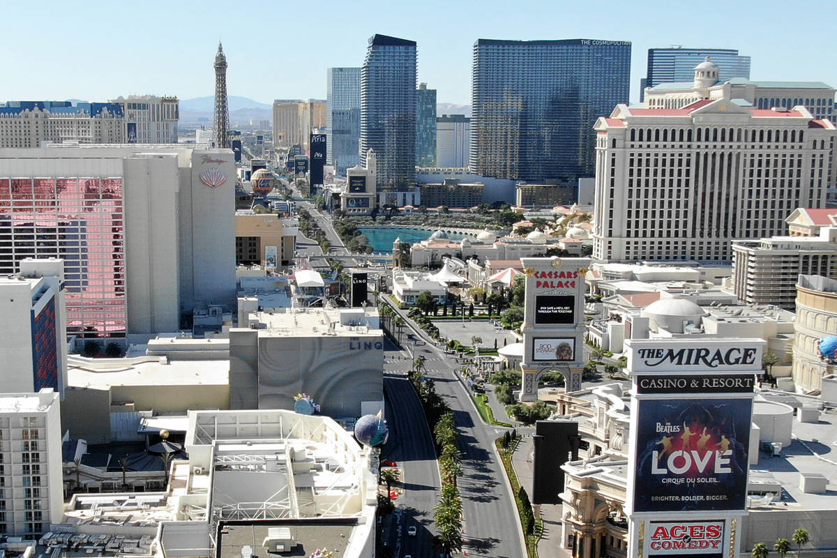 Las Vegas Strip empty due to coronavirus shutdown | Drone video | Las Vegas Review-Journal