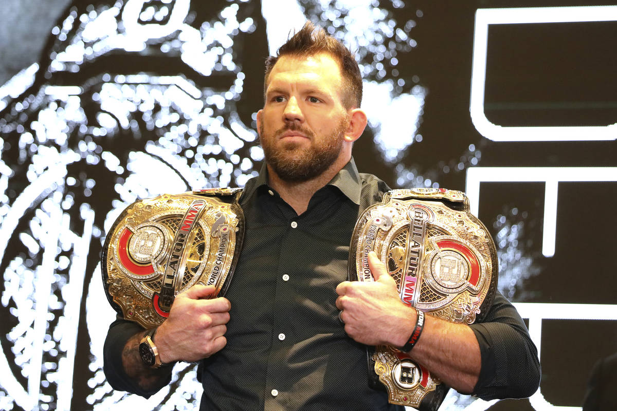 Ryan Bader is seen at a news conference promoting the Bellator Spring & Summer fight cards ...