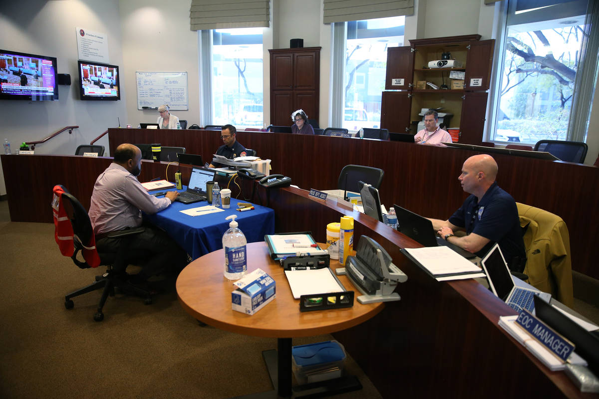 The City of North Las Vegas emergency operations center in North Las Vegas, Tuesday, March 31, ...