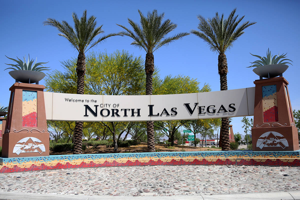 Welcome to the City of North Las Vegas sign photographed on Wednesday, April 25, 2018, in Las V ...
