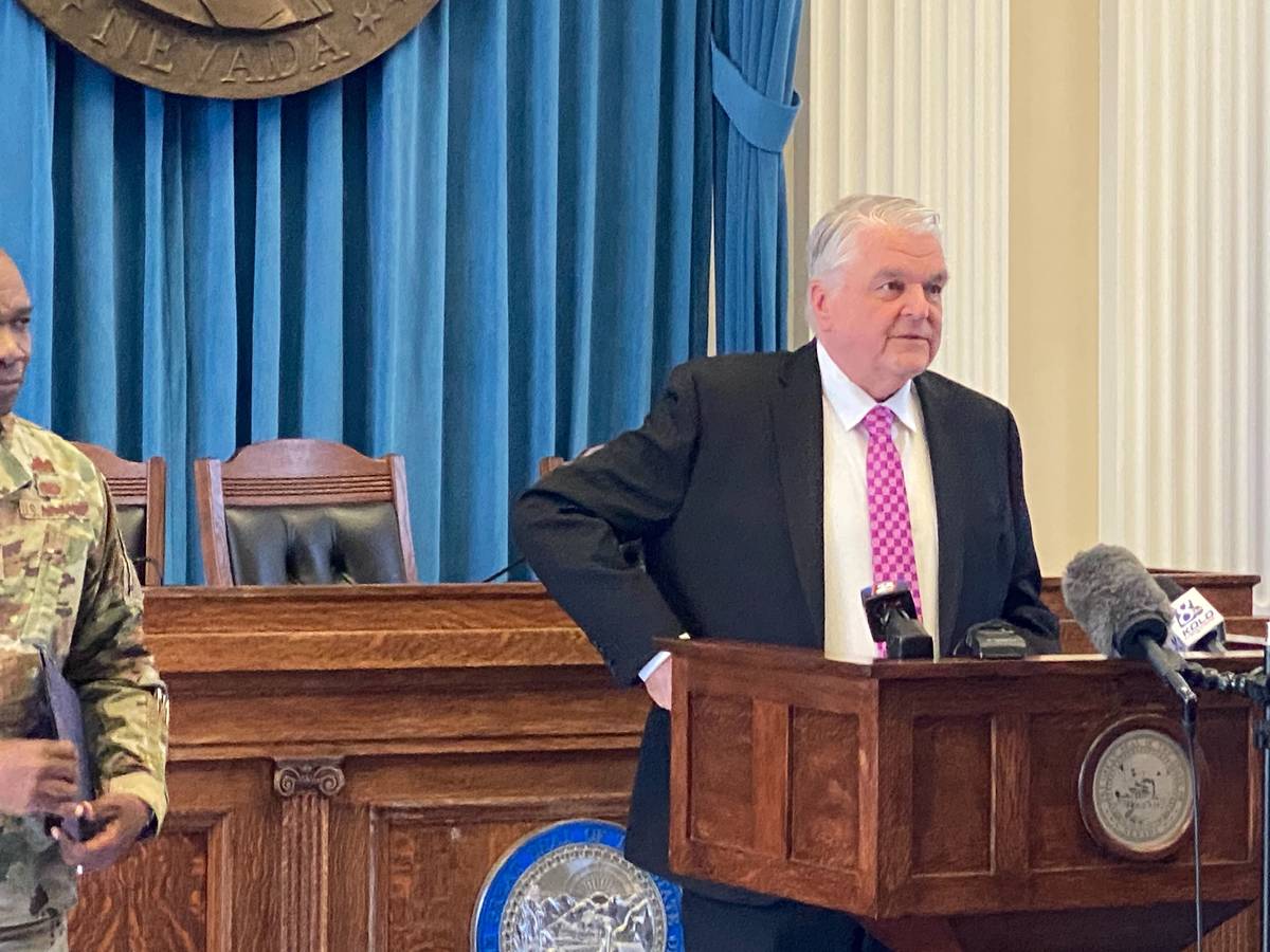 Gov. Steve Sisolak outlines the state's continuing response to the COVID-19 emergency in a pres ...